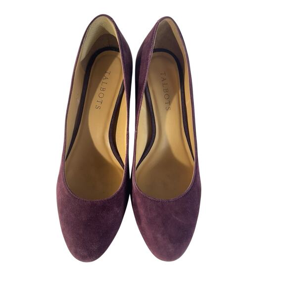 Talbots ISA Heels Block TORTOISE PATTERN Suede 7M Office Work Purple Leather - Picture 8 of 10